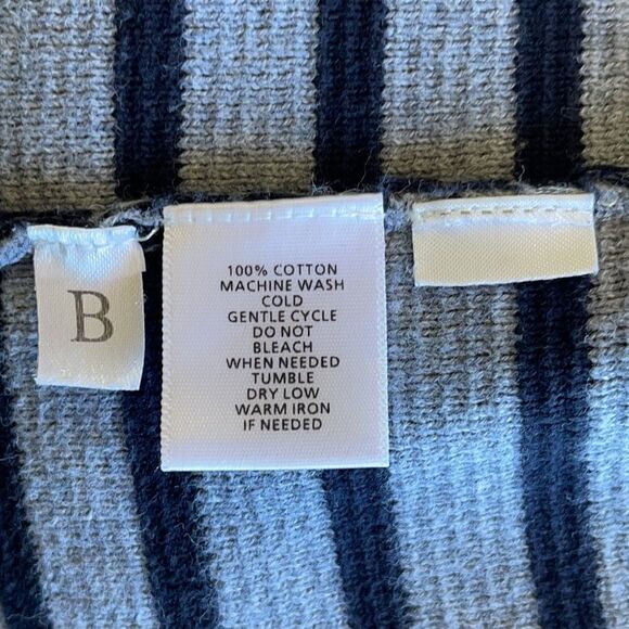 LOFT Gray/Blue Stripe Double Breasted Knit Jacket Sz SP - Picture 11 of 12